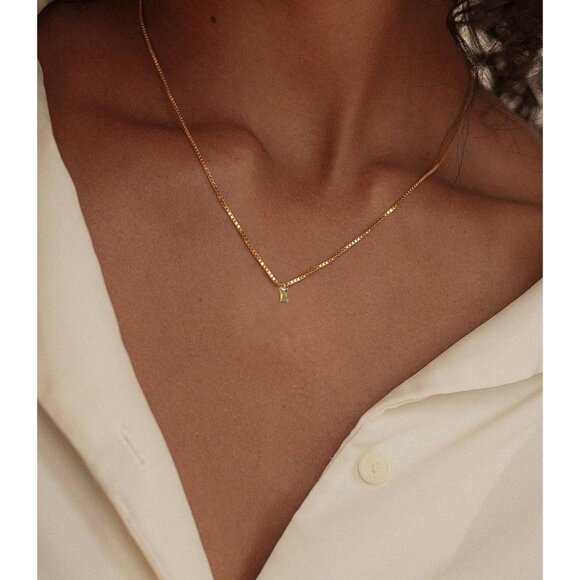 Women Peridot Birthstone Gold Blue Green Cubic Zirconia Pendant Gift Jewelry - Picture 7 of 9